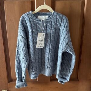 Zara Kids Blue Cable Knit Sweater